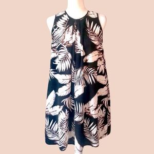 BOUTIQUE ITEM- Elegant Black and White Leaf Print Dress